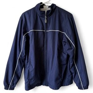 Classic Elements Retro Athletic-Style Navy Blue/White Jacket - Medium